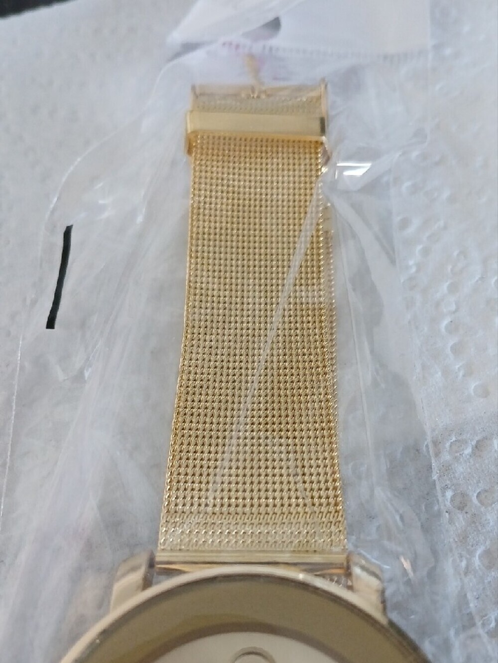 Gold Women's Minimalist Mesh Strap Watch - Picture 2 of 5